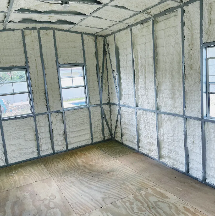 Closed-cell spray foam insulation applied to wall cavities in a residential project in Southington